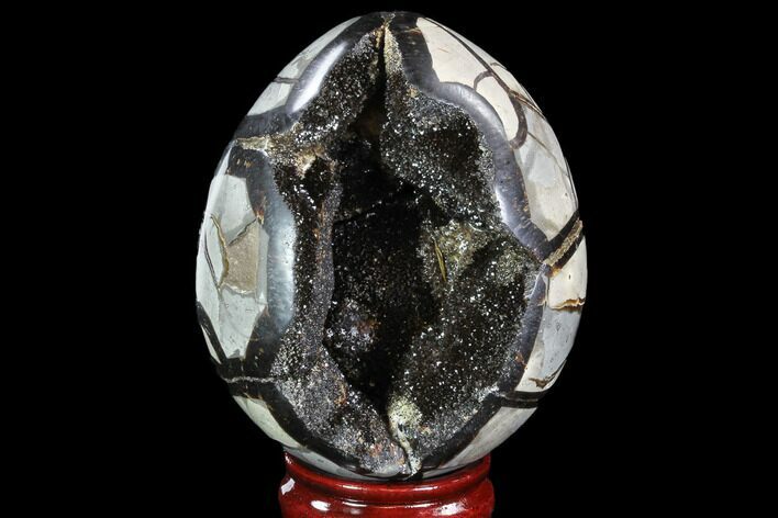 Septarian Dragon Egg Geode - Black Crystals #88326